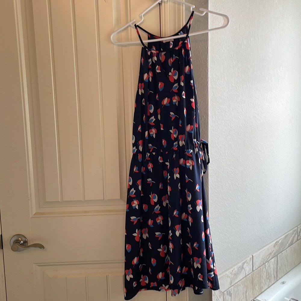 Navy dress with drawstring waist